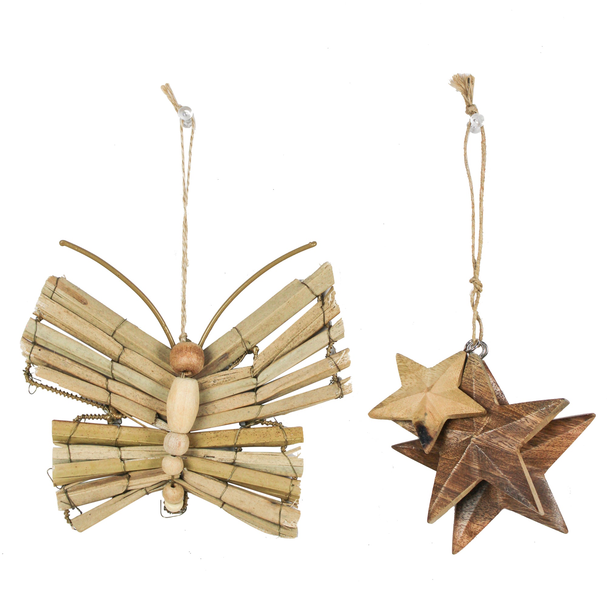 Set of 2 Wooden Christmas Hanging Ornament